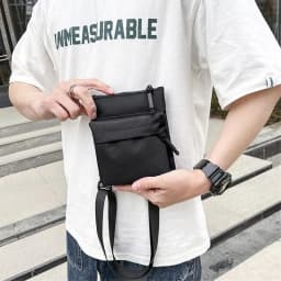 Women Men Nylon Shoulder Bag Fashion Leisure Solid Color Waterproof Cross-body Bag Messenger Bags Outdoor Sports Cellphone Pouch