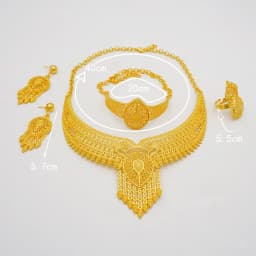 Indian Dubai Gold Color Jewelry Sets For Women Earring & Necklace Nigeria Moroccan Bridal Wedding Party Gifts