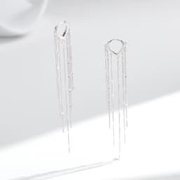 MODIAN 925 Sterling Silver Sparkling Long Tassel Hoop Earrings Trendy Party Luxury Buckle Earrings For Women Fine Jewelry Gifts