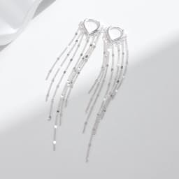MODIAN 925 Sterling Silver Sparkling Long Tassel Hoop Earrings Trendy Party Luxury Buckle Earrings For Women Fine Jewelry Gifts