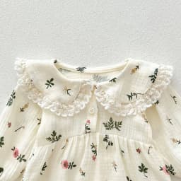 Autumn Newborn Infant Baby Girls Sweet Flower Romper + Headband Muslin Lapel Rompers Kids Onepiece Fashion Baby Clothing