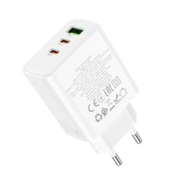 HOCO C126A PD40W Dual USB C Fast Charging Adapter For iPhone 17/16/15 Pro Max PD QC3.0 Wall Travel Phone Charger For Samsung S23