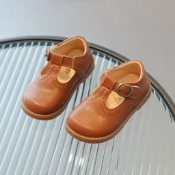 Spring Autumn Boy Leather Shoe Fashion Vintage Girls' Flat Shoes T-strap Children School Mary Janes Soft Soled Kids Single Shoes