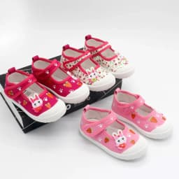 JGSHOWKITO Girls Canvas Shoes Soft Sports Shoes Kids Running Sneakers Candy With Cartoon Rabbit Carrots Prints Children
