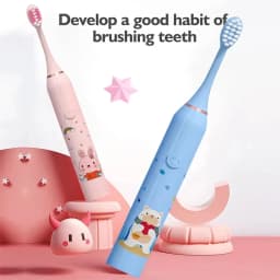 Children's Clean Sonic Electric Toothbrush Cartoon Pattern for Kids with Replacement Tooth Brush Head Toothbrush Soft Nozzles