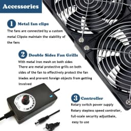 12cm 3000RPM Exhaust Fan Bathroom Cooling Fan with Controller 3V-12V Btc Machine Chassis Workstation Cabinet Radiator Server Fan