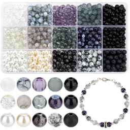 900pcs 6mm Marble Glass Beads 15 Color Black White Bracelet Beads Round Loose Beads Crystal Bead for Bracelet Earring Necklace