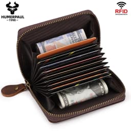 Crazy Horse Leather Business Card Holder Wallet RFID Bank/ID/Credit Card Case Anti Demagnetization Organizer Wallets