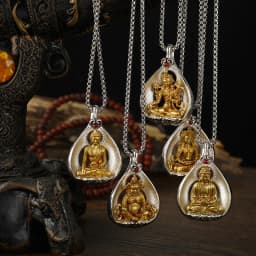 The Green Tara Avalokitesvara Manjushri Amitabha Buddha Pendant Necklace For Men Jewelry Blessing Amulet Necklace Women Gift
