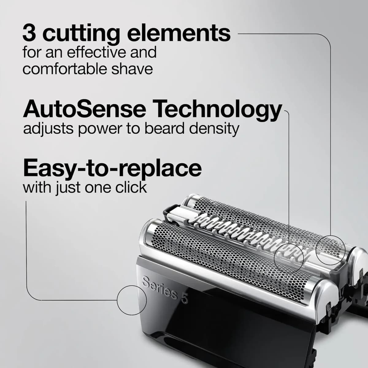 52B Replacement Head Compatible with Braun Series 5 Electric Shaver Razor 5090/5190cc,5040/5140s,5030s,5147s,5145s,5195cc,5197cc