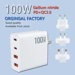 100W GaN Charger Convertible Plug Folding Pin QC3.0 USB-A Dual Type C PD Fast Charging Adapter for Notebook Mobile Phone Tablet