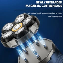 New Rechargeable Beard Trimmer Haircutter Six Rotary Blades Men's Razor LED Display 6D Head Bald Shaver