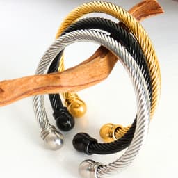Liora Simple Twisted Cuff Bracelets For Women Men 316L Stainless Steel Round Wristband Bangle Unisex Fashion Waterproof Jewelry