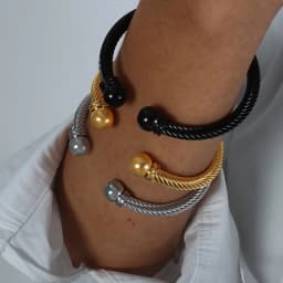 Liora Simple Twisted Cuff Bracelets For Women Men 316L Stainless Steel Round Wristband Bangle Unisex Fashion Waterproof Jewelry