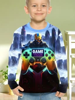 Children's Clothing Boys Tshirt Long Sleeve Cool Gamepad Pattern Print Kids Spring Fall Clothes Novelty Boy Clothes O-Neck Tops
