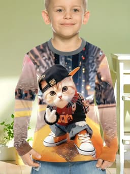 Children's Clothing Boys Tshirt Long Sleeve Cool Gamepad Pattern Print Kids Spring Fall Clothes Novelty Boy Clothes O-Neck Tops