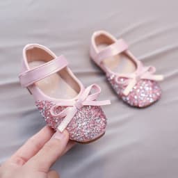 Chic Girl Shoes Rhinestone Chic Children's Leather Shoes Spring Autumn Bowknot Kids Fashion Princess Causal Party Flat Shoes