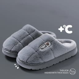 Big Size 50 51 Winter Slippers Women Men Thick Sole Indoor Home Warm Couples Shoes Non-Slip Flat Platform Women's Cotton Slipper