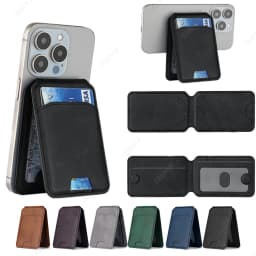 Magsafe Card Wallet Phone Stand PU Leather Magnetic Card Holder Phone Cases Bracket Stand with Kickstand for IPhone 13/14/15/16