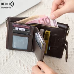 Double Zipper Wallet for Men, Multi-Card, Three-Fold Wallet with Chain, Europe and the United States, Business, New