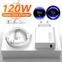 6A 120W EU Fast USB Wall Charger For Xiaomi 11 12 13 14 15 Ultra Redmi Note 11T 12 13 POCO F6 X5 Pro Type C Turbo Charging Cable