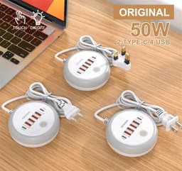 50W Multi Ports Power Strip USB Socket Type C Fast Charging Wall Charger For iPhone 16 Xiaomi Quick Charge Mobile Phone Charger