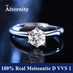 Classic 6 Prong Diamond Ring D Color 1ct Moissanite VVS Round Cut Lab Diamond Ring for Women Engagement Wedding Band Jewelry