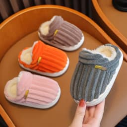 Smile Pop Winter Children's Cotton Slippers For Boys And Girls Non-slip Warm Slippers Children's Plush Home Baby Cotton Slippers
