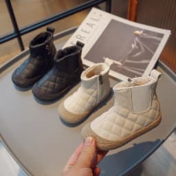 New Children's Winter Boots for Girl Solid Color Short Versatile Toddlers Causal Boots Fashion Thickened Plush Kids Cotton Boots