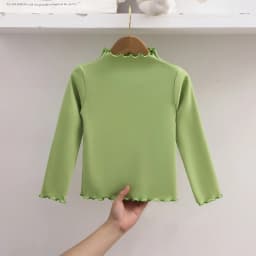 1pcs Spring Autumn Children's T-Shirts Solid Color Tops Kids Half High Collar Long Sleeve Base Shirt Girls Tshirts Clothes