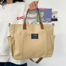 Large Canvas Tote Bag for Women, Minimalist Work Bag - Extra Wide Commuting Shopper, Durable Crossbody Shoulder Bag for School,