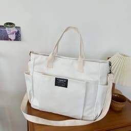 Large Canvas Tote Bag for Women, Minimalist Work Bag - Extra Wide Commuting Shopper, Durable Crossbody Shoulder Bag for School,