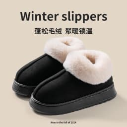 High Quality of Women's Fashion Snow Boots Fluffy Plush Faux Fur Soft Slippers Winter Indoor Comfortable Home Men's Shoes