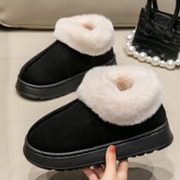 High Quality of Women's Fashion Snow Boots Fluffy Plush Faux Fur Soft Slippers Winter Indoor Comfortable Home Men's Shoes