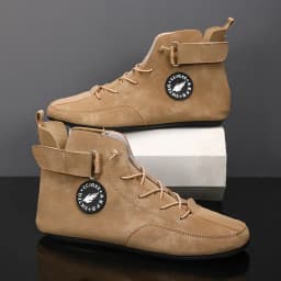YRZL Men's High Top Casual Artificial Leather Shoes Lightweight Anti-Slip Soft Soles Comfortable Walking Fashion Shoes for Men