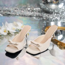 2025 New Slipper Mules Low High Heels Shoes Summer Best Street Look Females Square Head Open Toe Bow Strappy Sandals Women