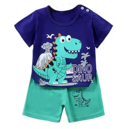 T-Shirt+Shorts 2-Piece Set Cotton Pajama Cartoon Bear Dinosaur Kid Baby Boys Girls Summer Casual Tracksuit Clothes Sut 1-4 Years