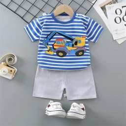 T-Shirt+Shorts 2-Piece Set Cotton Pajama Cartoon Bear Dinosaur Kid Baby Boys Girls Summer Casual Tracksuit Clothes Sut 1-4 Years