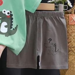 T-Shirt+Shorts 2-Piece Set Cotton Pajama Cartoon Bear Dinosaur Kid Baby Boys Girls Summer Casual Tracksuit Clothes Sut 1-4 Years