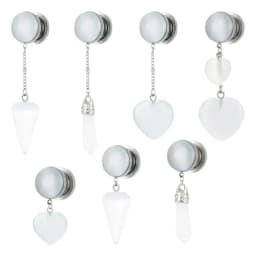 2pc Multi Type Drop Dangle Tassel Natural Stone Ear Gauge Plug 6mm - 20mm Expander Screw Fit Flesh Tunnel Stretcher