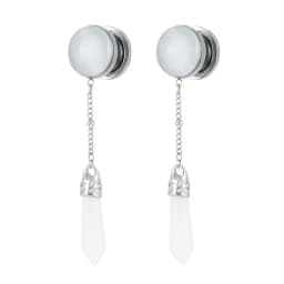 2pc Multi Type Drop Dangle Tassel Natural Stone Ear Gauge Plug 6mm - 20mm Expander Screw Fit Flesh Tunnel Stretcher