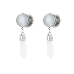 2pc Multi Type Drop Dangle Tassel Natural Stone Ear Gauge Plug 6mm - 20mm Expander Screw Fit Flesh Tunnel Stretcher