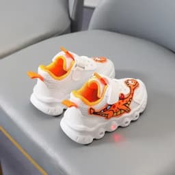 Kids Fashion Sneakers Breathable Soft Sole Sports Sneakers for Running Thick Bottom Shoes Velcro Shoes Children PU Leather Shoes