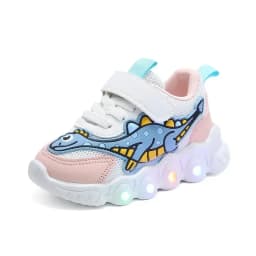Kids Fashion Sneakers Breathable Soft Sole Sports Sneakers for Running Thick Bottom Shoes Velcro Shoes Children PU Leather Shoes