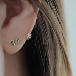 925 Sterling Silver Electroplated 14K Gold Small Zirconia Flower Earrings for Women Sweet Exquisite Gift Jewelry