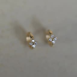 925 Sterling Silver Electroplated 14K Gold Small Zirconia Flower Earrings for Women Sweet Exquisite Gift Jewelry