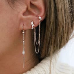 Crmya Chain Earrings for Women Gold-plated Zirconia Hoop Stud Dangle Earring Women Vacation and Party Jewelry Accessories