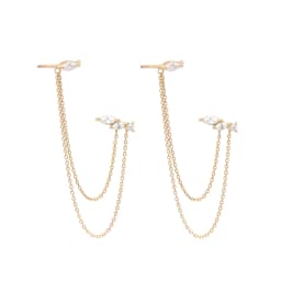 Crmya Chain Earrings for Women Gold-plated Zirconia Hoop Stud Dangle Earring Women Vacation and Party Jewelry Accessories