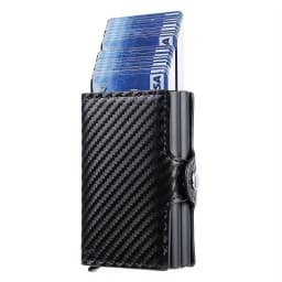 Antitheft Men id Bank Credit Card Holder Double Rfid Blocking Wallet Leather Security Aluminum Box Metal Purse Cardholder Case