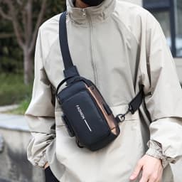 Stylish Men's Sling Bag - Durable Oxford Fabric, Crossbody Chest Pack with Phone Pocket, Zip Closure for Daily Commute